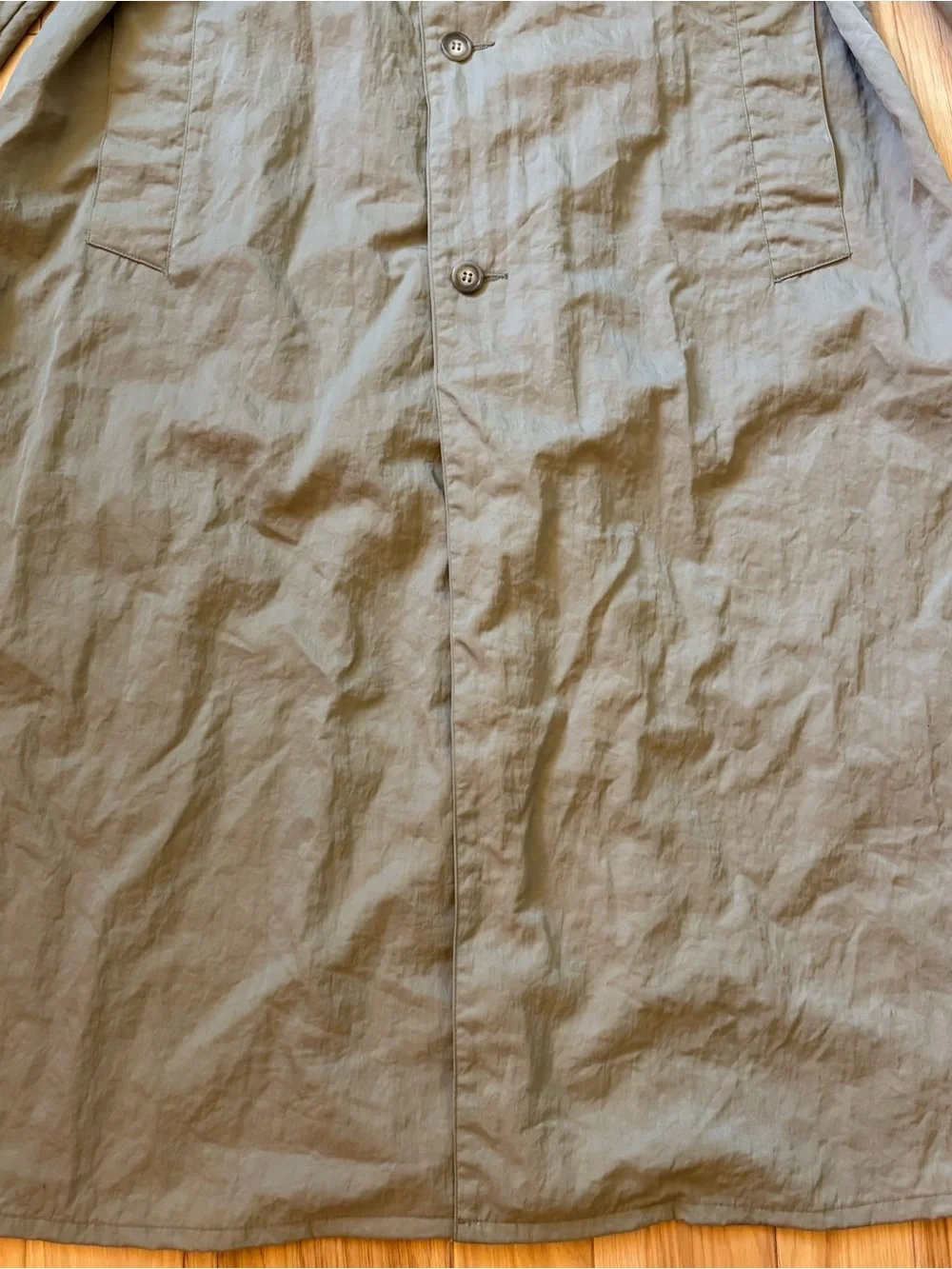 Vintage 80’s Banana Republic Nylon Khaki Green Trench Coat